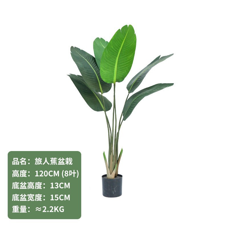 Cross-Border Nordic Large Living Room Decoration Bedroom Floor Fake Tree Bionic Traveler Banana Ficus Lyrata Potted Plant Artificial Green Plant