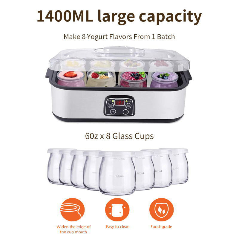 8-Cup Homemade Yogurt Fermentation Machine Breakfast Machine Commercial Jam Ice Cream Yogurt Maker YOGURT MAKER