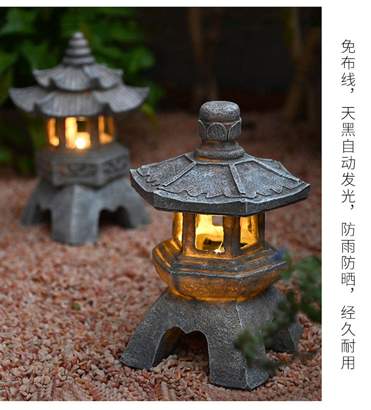 Chinese Antique Style Palace Lantern Solar Outdoor Courtyard Decoration Ornament Garden Villa Balcony Floor Landscape Lamp