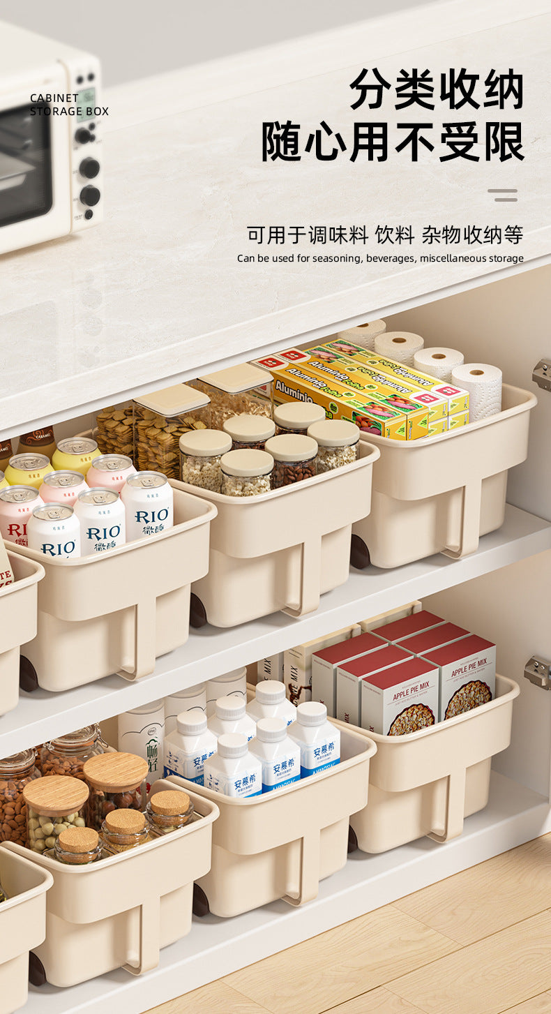 25New Year Storage Box PP Kitchen Cabinet with Handle and Wheels, Toy Spice Cabinet, Storage Box