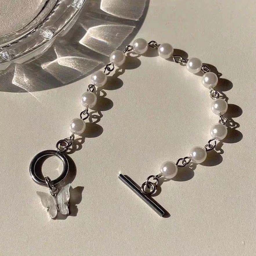 Korean Versatile Pearl Bracelet for Women ins Niche Style High-End Titanium Steel Bracelet Couple Bracelets Wholesale