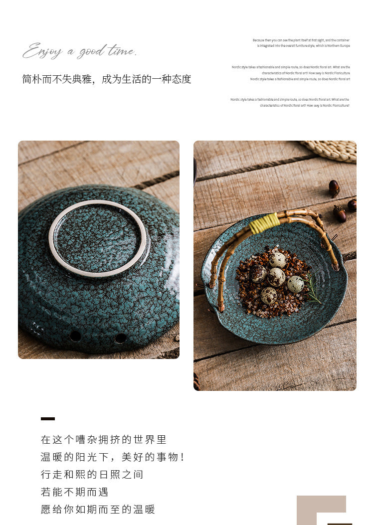Creative Ceramic Dish Plate Handheld Basket Hotel Specialty Plate Fruit Plate Nut Plate Restaurant Ceramic Plate Display Plate