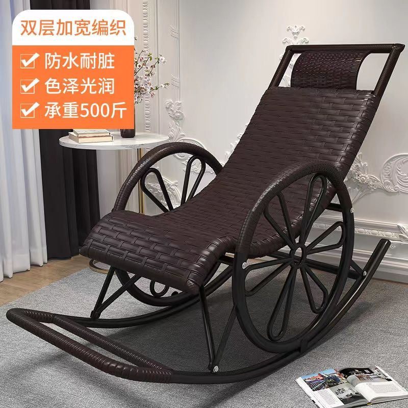 Rocking Chair Recliner Rocking Lazy Chair Rattan Chair for Adults Home Outdoor Living Room Balcony Nap Elderly Leisure Rattan Chair Factory