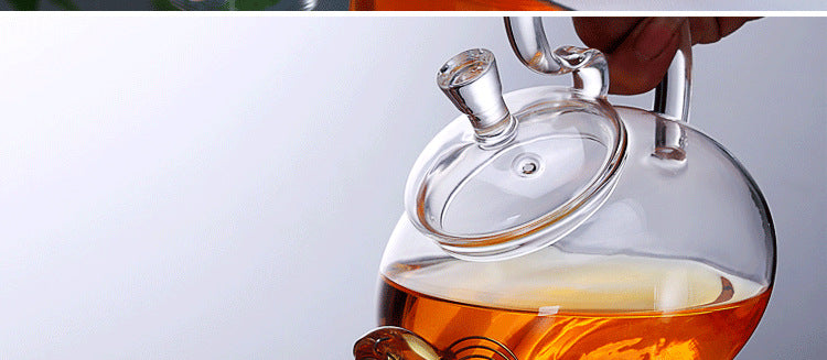 Glass Teapot High Temperature Resistant Thickened Filter Tea Brewing Teapot Household Heatable Fruit Flower Teapot Tea Set
