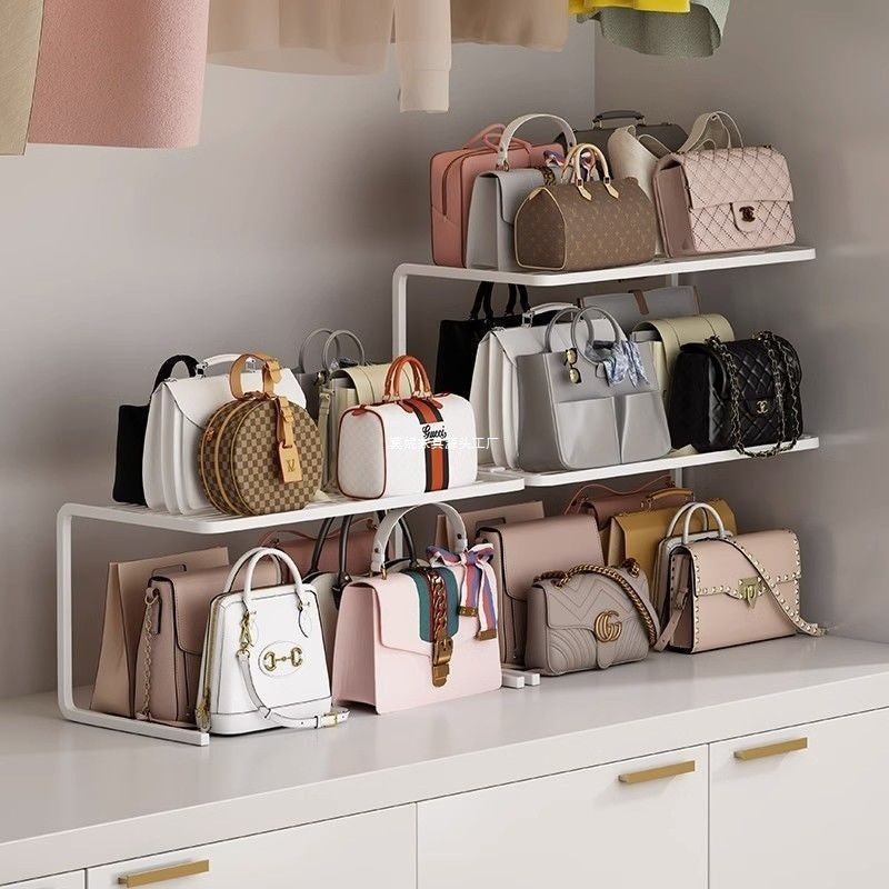 Bag Storage Rack Organizer Shelf for Bags Storage Cabinet Wardrobe Clothes Layered Partition Storage Box Placement Rack