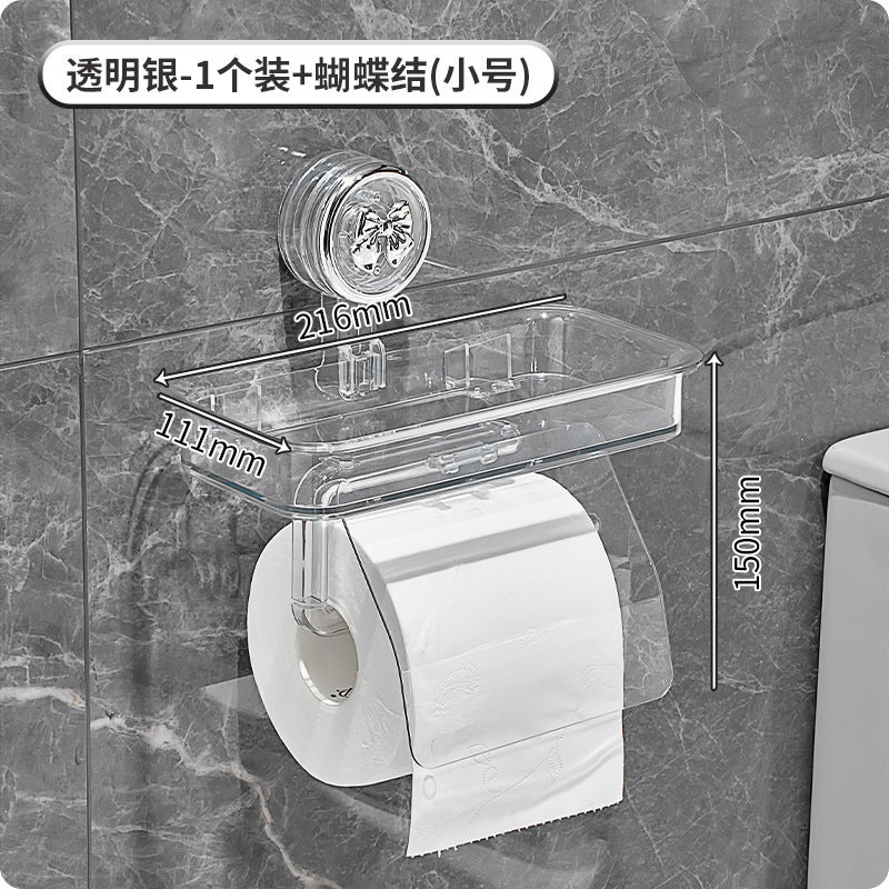 Suction Cup Tissue Box Bathroom Toilet Paper Box Wall-Mounted Punch-Free Bathroom Roll Stand Toilet Paper Storage Box