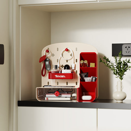 Desktop Pegboard Storage Rack Drawer Style Student Desk Stationery Office Workstation Pen Holder Organizer Storage Box