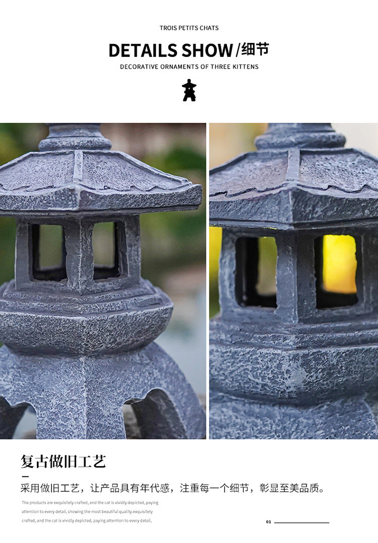 Chinese Antique Style Palace Lantern Solar Outdoor Courtyard Decoration Ornament Garden Villa Balcony Floor Landscape Lamp