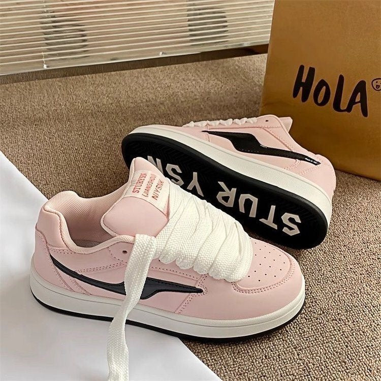Korean Version of Niche Pink Bread Shoes for Women ins Tide2025Spring New Style Versatile Hong Kong Style Casual Sneakers for Female Students