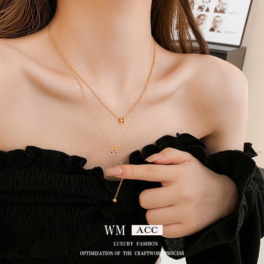 18K Real Gold Plated Moon Heart Pendant Necklace Simple Versatile Elegant Collarbone Chain Light Luxury High-End Necklace