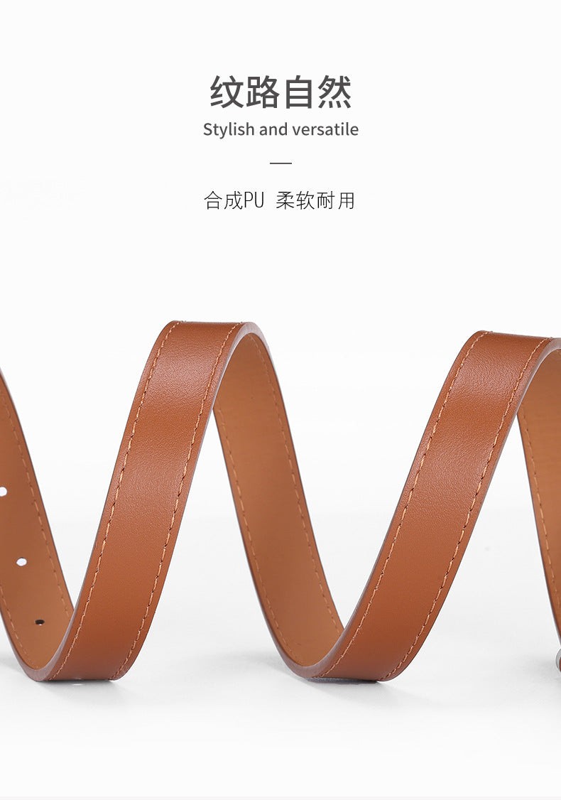Women's English Letter Smooth Buckle Belt Versatile Jeans Decoration Fashion Trendy Internet Celebrity Fashion Waist Belt