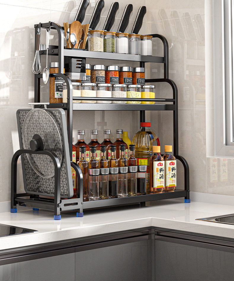 Kitchen Storage Rack Floor-standing Seasoning Rack Countertop Knife Rack Organizer Storage Rack Kitchen Supplies Storage Rack