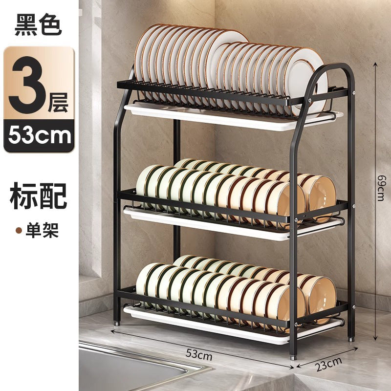 Cross-Border Kitchen Storage Rack Multi-Functional Bowl Dish Plate Knife Rack Chopstick Organizer Household Countertop Multi-Layer Draining Rack