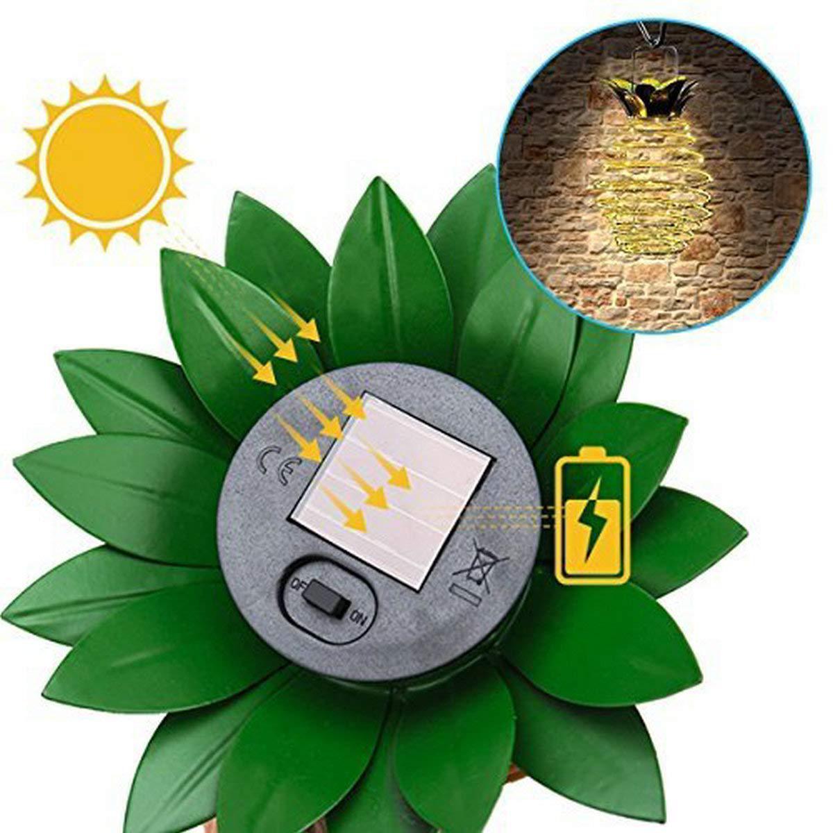 Cross-border hot Solar Light Pineapple Iron Lantern led Copper Wire Light String Outdoor Waterproof Garden Decoration Hanging Lamp