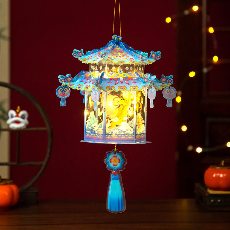 2025Mid-Autumn Festival Ancient Style Handmade Lantern diy Lantern Children's Handheld Palace Lantern Glowing Projection Lantern Chinese Style Lantern