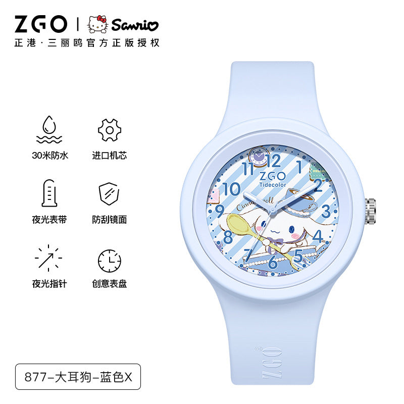 Sanrio Official Genuine Children's Watch for Girls, Cinnamoroll Waterproof, Only Tells Time, Quartz Watch for Middle School Students