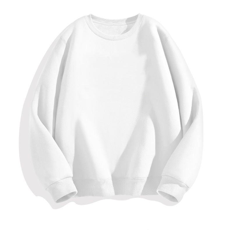 2025New Korean Style Round Neck Sweatshirt for Women, College Style Loose Fit, Best Friend Outfit, Solid Color Simple Top, Couple Matching Style