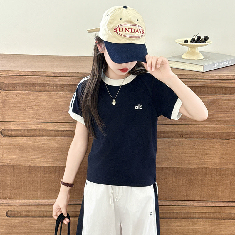 Girls' Summer Thin Pants2025New Cool and Stylish Quick-Dry Cargo Pants for Middle School Students Ice Feel Wide-Leg Pants