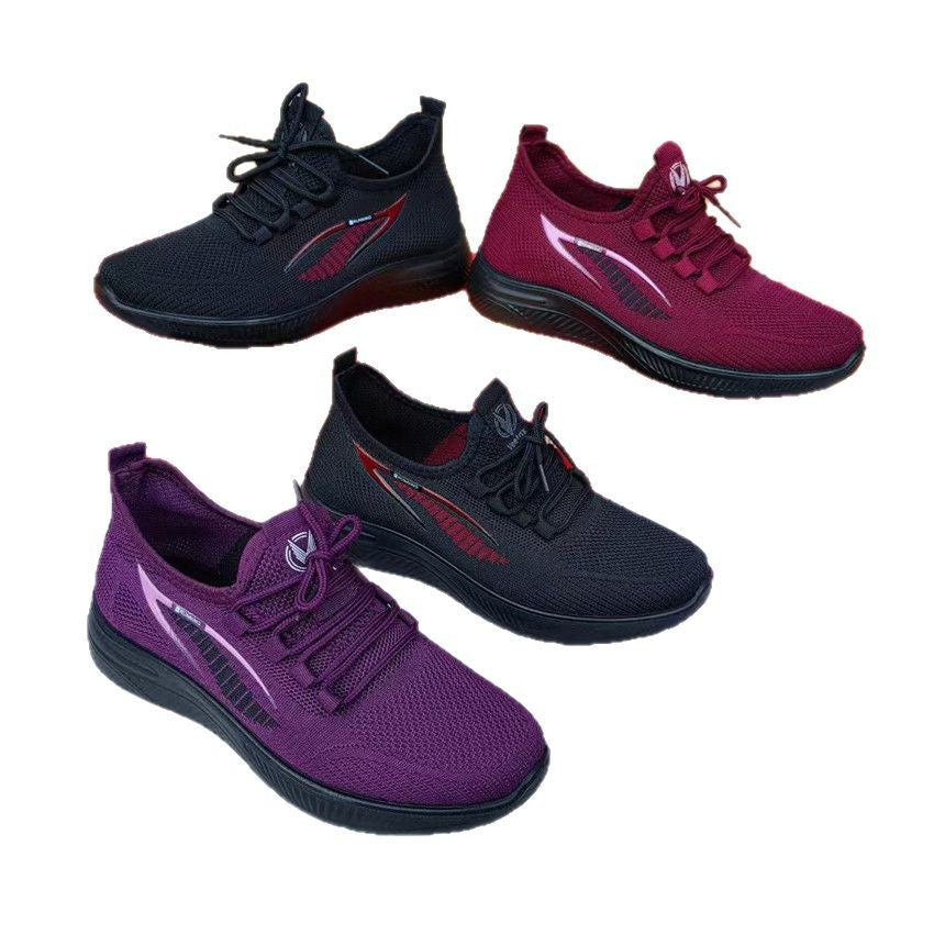 Spring Summer Women's Cloth Shoes Single Layer Fly Weave Slip-On Polyurethane Sole Breathable Flat Casual Women's Shoes