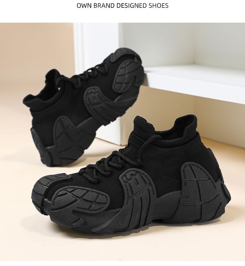 Women's Shoes Spring and Autumn Thick-Soled Dad Shoes Breathable Flyknit Sock Sneakers Women's Octopus Casual Shoes Height-Increasing Shoes