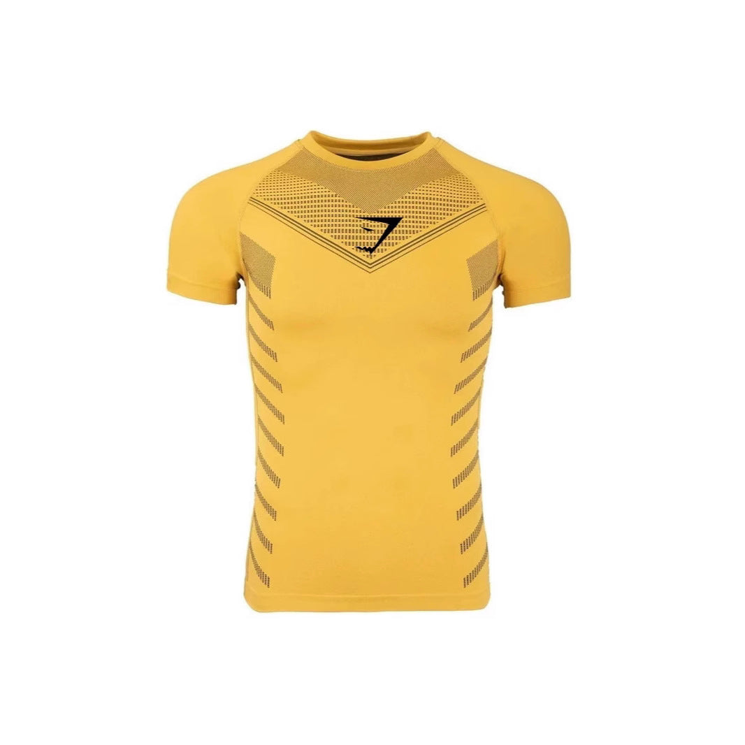Foreign Trade Hot-Selling Cross-Border Men's Sports Running Fitness Quick-Dry Short Sleeve Tights3D 3D Printing GYMSHARK