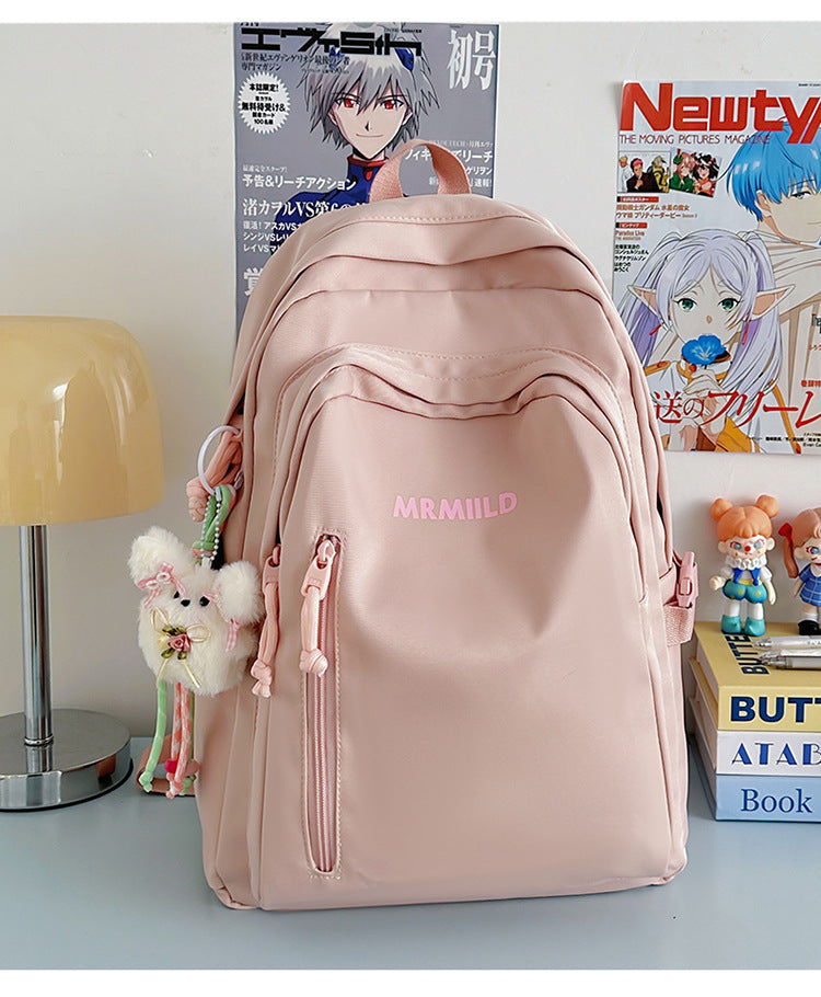 Large Capacity Backpack Women's New Fashion Simple School Bag Harajuku style solid color travel backpack for middle and high school students http://detail.1688.com/offer/967608488585.html