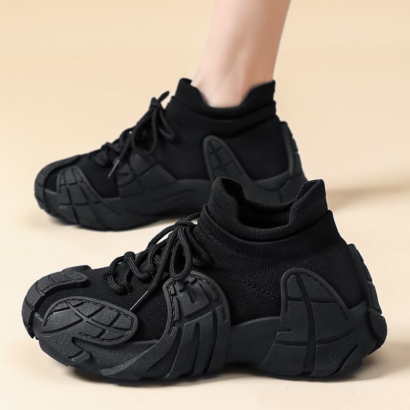 Women's Shoes Spring and Autumn Thick-Soled Dad Shoes Breathable Flyknit Sock Sneakers Women's Octopus Casual Shoes Height-Increasing Shoes