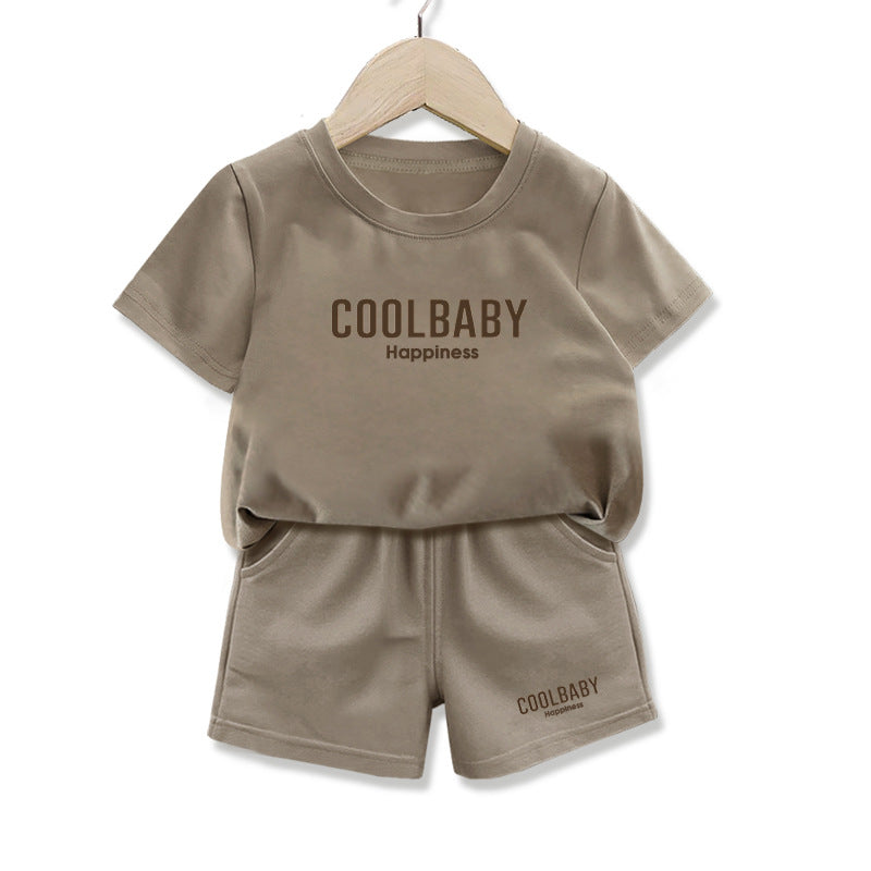 Boys and girls short sleeve t T-shirt Suit2025Summer New Baby Sports Two-Piece Set Fashionable Children's Clothing8