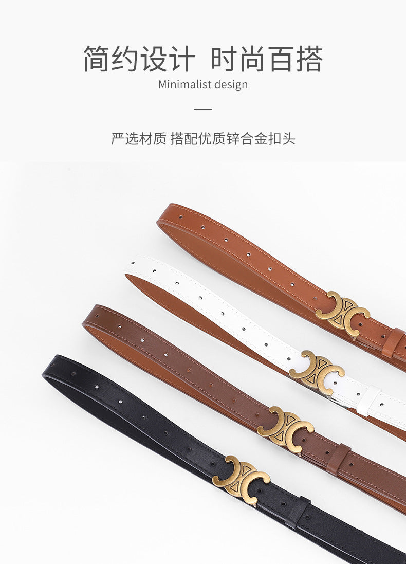 Women's English Letter Smooth Buckle Belt Versatile Jeans Decoration Fashion Trendy Internet Celebrity Fashion Waist Belt