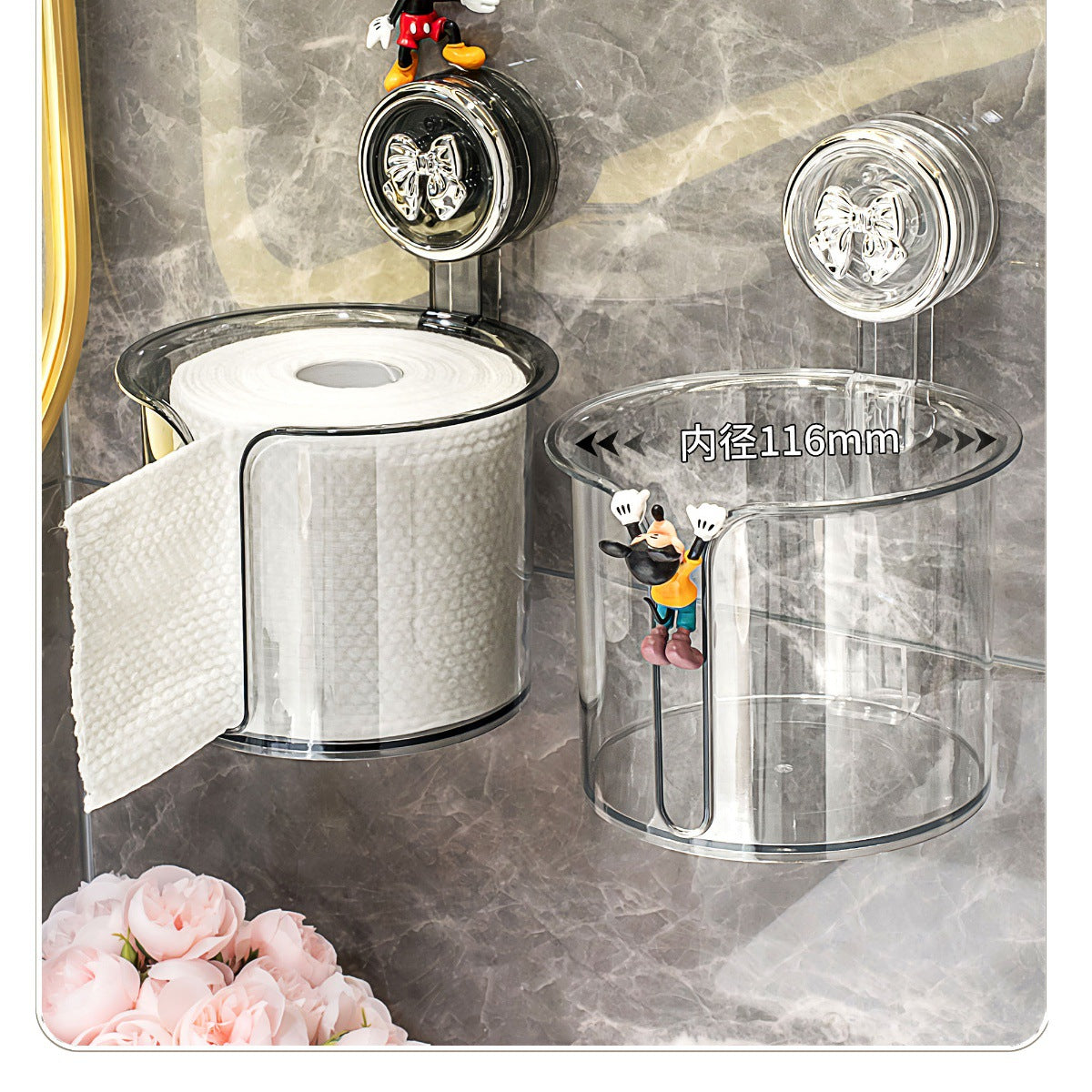 Suction Cup Tissue Box Bathroom Toilet Paper Box Wall-Mounted Punch-Free Bathroom Roll Stand Toilet Paper Storage Box