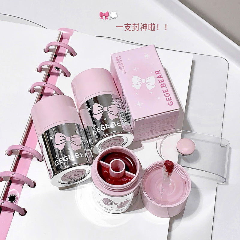 Gogo Bear Double Color Lock Lip Gloss Moisturizing Lip Glaze Hydrating Plump Lips High-Value Lipstick Lip Color1386