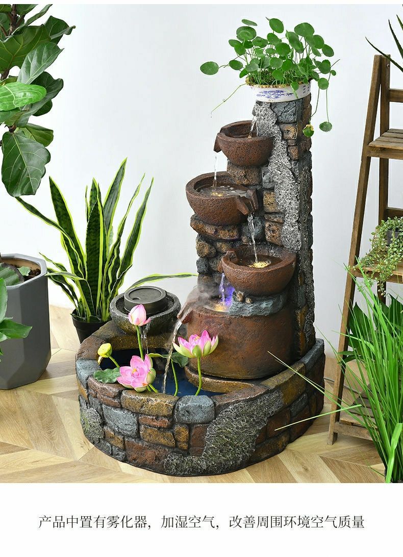 Pastoral External Circulation Water Pool Fountain Fish Tank Ornament for Home Living Room Courtyard Entrance Opening Decoration Zhao Zhi Zheng