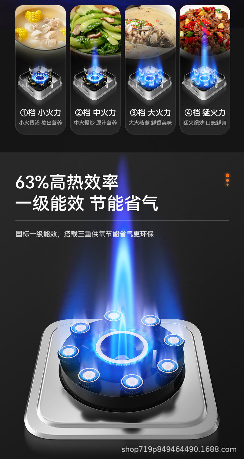 German Brand Gas Stove Double Burner Household Natural Gas Liquefied Gas High Flame Stove Nine-Cavity Direct Injection Stainless Steel New Model