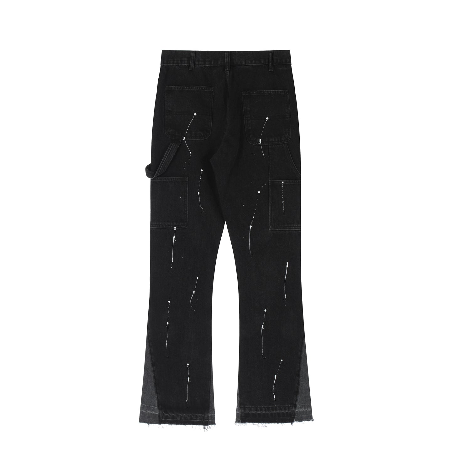 2023New Graffiti Ink Splash Damage Dept Casual Retro Niche vibo High Street Men's and Women's Flared Jeans