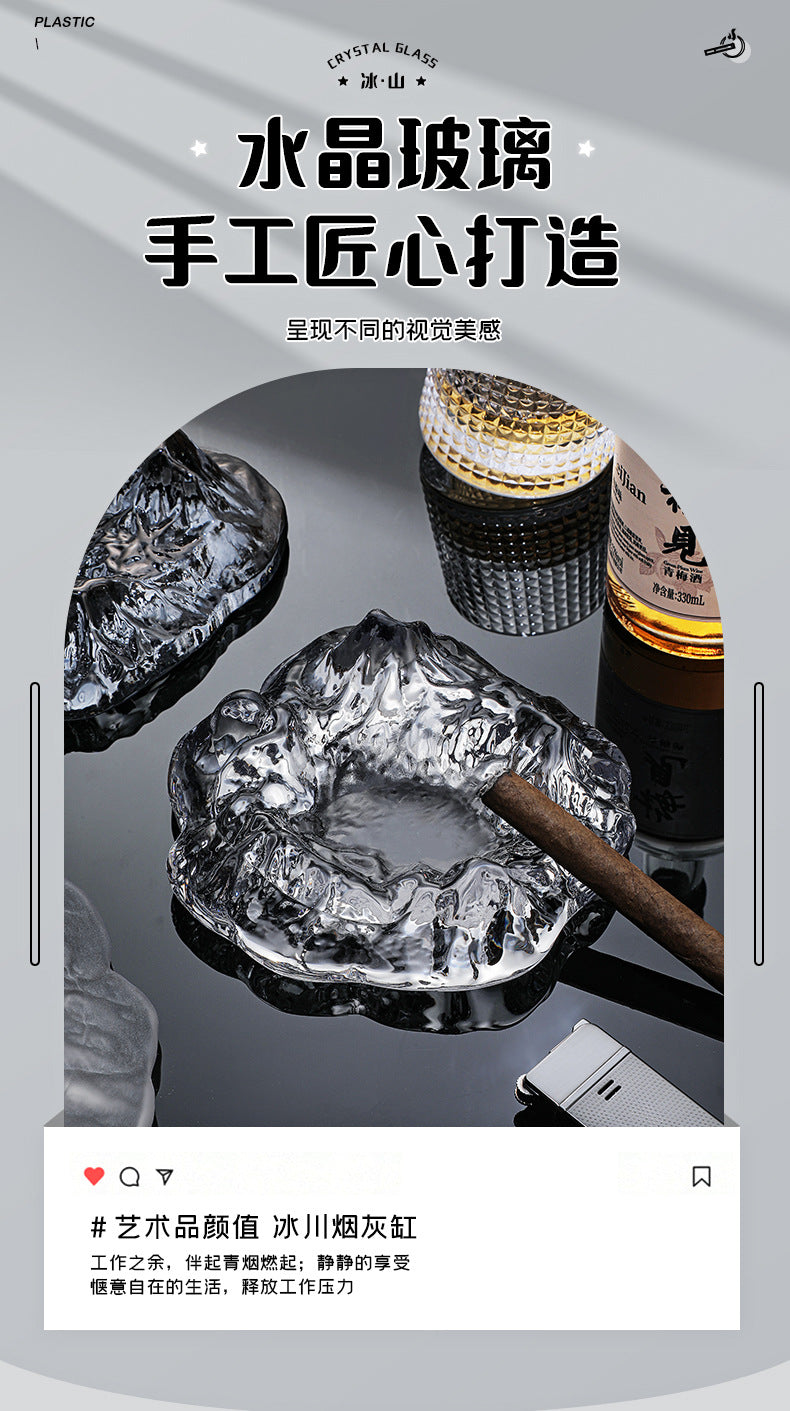 Internet Celebrity Light Luxury Iceberg Ashtray Home Coffee Table Cigar Ashtray Nordic Office Desktop Ornament Decoration Anti-Fly Ash