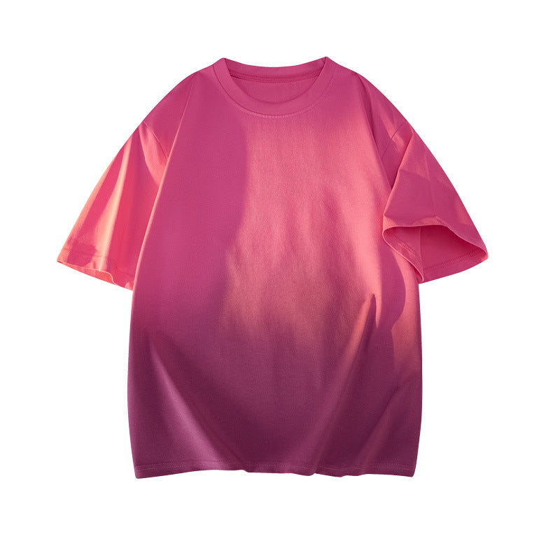 Modal Cotton Short Sleeve T Men's Summer New Gradient Color Loose Round Neck Shirt t Trendy Versatile Fashionable Shirt