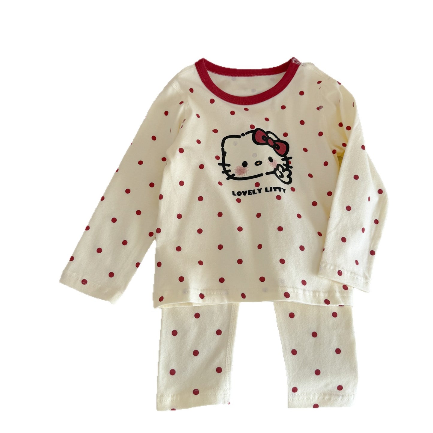 Girls A Pajama Set2025Autumn Girls Korean Style Homewear Baby Cute Cartoon Print Two-Piece Set Trendy