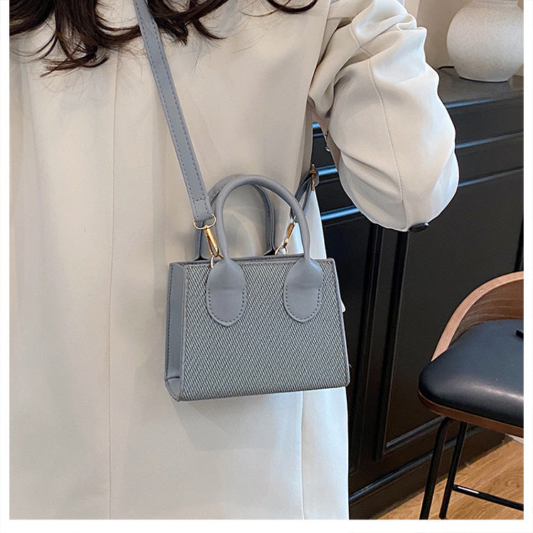 Korean Style Simple Crossbody Personality Small Square Bag2024Summer new style casual stylish single-shoulder bag corduroy handbag