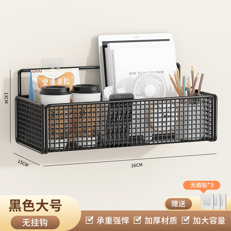 No-Drill Wall-Mounted Storage Rack Dormitory Bedside Storage Basket Dormitory Essentials Wall Hanging Upper Bunk Bed Organizer