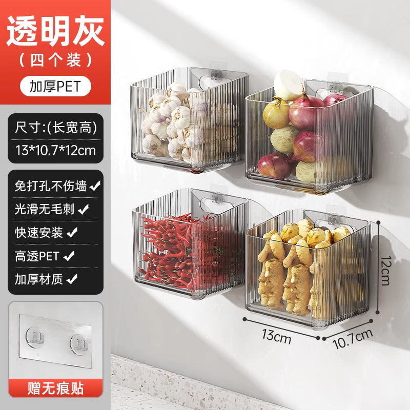 Younai Kitchen Onion Ginger Garlic Storage Box Wall-Mounted Vegetable Seasoning Storage Artifact Multi-Functional Shelf