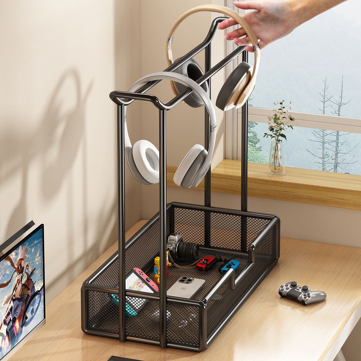 Universal Desktop Headphone Stand Storage Rack Gaming Headset Holder Metal Earbud Stand