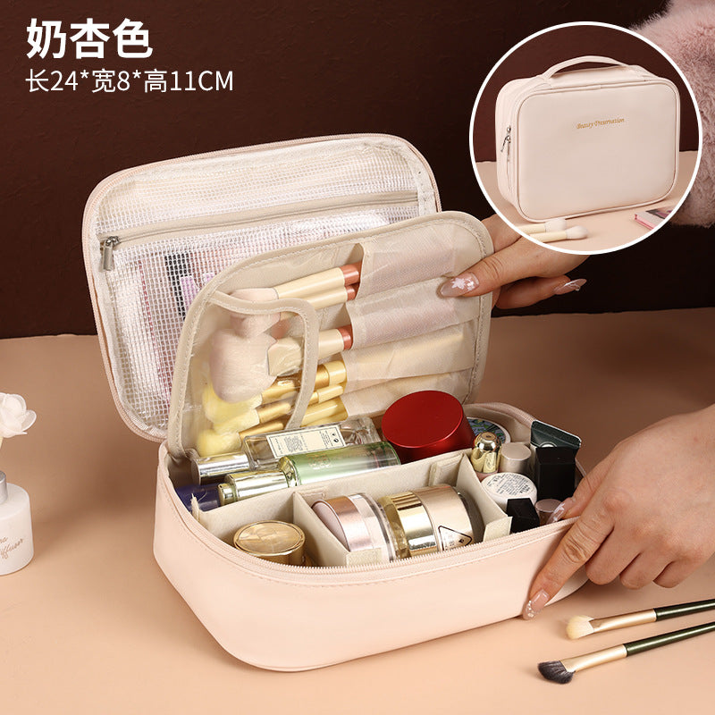 Cross-Border New Detachable Makeup Bag Waterproof Large Capacity Storage Bag Portable Handheld Free Partition Toiletry Bag