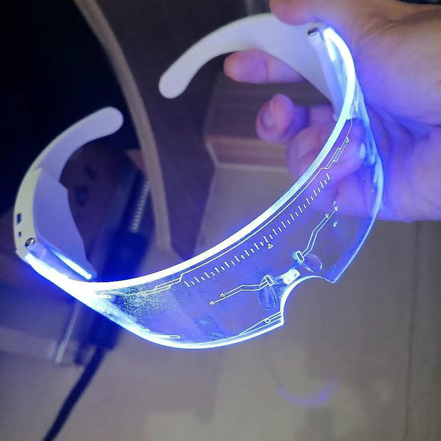 【3Ten Thousand People Collection】LED Technology Glowing Cycling Glasses Nighttime Travel Anti-Collision Glowing Protective Goggles Cool
