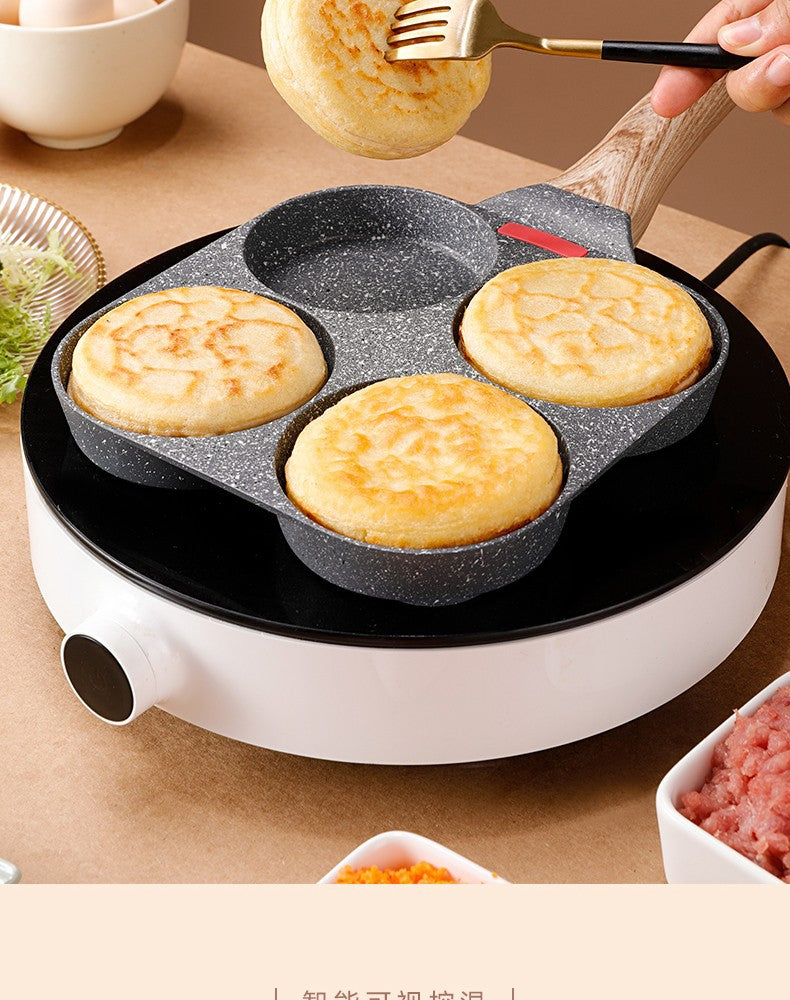 【Source Factory】Foreign Trade Hot-Selling Maifan Stone Four-Hole Egg Frying Pan 3-in-1 Non-Stick Breakfast Pan