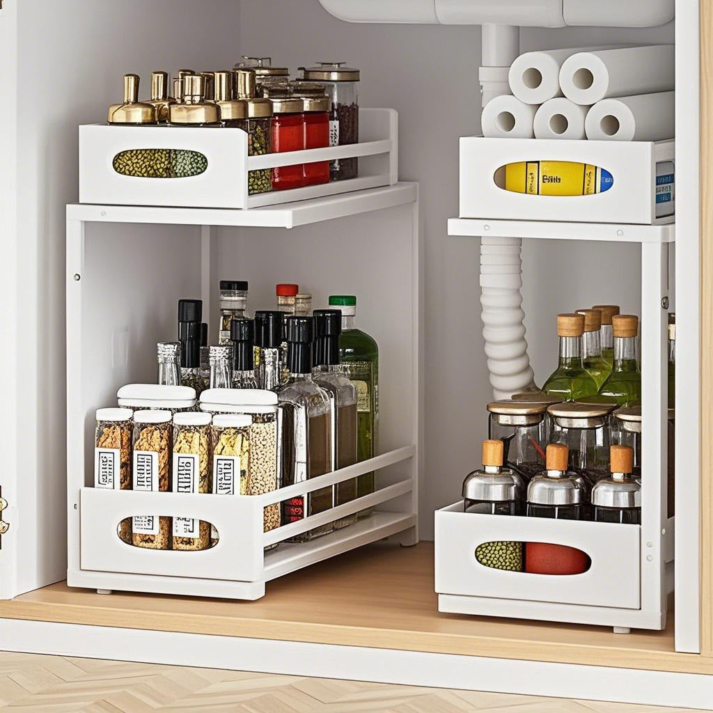 Cross-Border Kitchen Cabinet Storage Rack Under Sink Storage Organizer Pull-Out Drawer Basket Organizer Rack Detachable