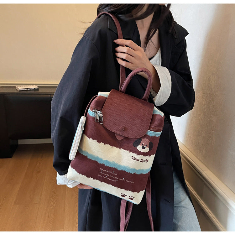 Korean Style Cute College Style Cartoon Handheld Bucket Bag for Women2025New leopard print backpack for class and commuting http://detail.1688.com/offer/960620063545.html