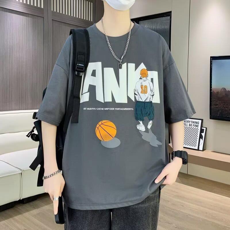 Youth Summer Ice Silk Short Sleeve t T-shirt for boys in summer2025New style junior high and high school student short-sleeve tops