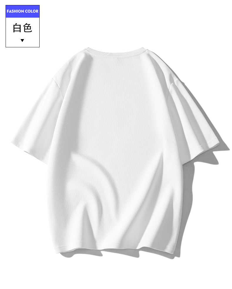 Summer Trendy Hong Kong Style Men's Printed Round Neck Short Sleeve T T-shirt Plus Size Loose Casual T-Shirt for Overweight Men