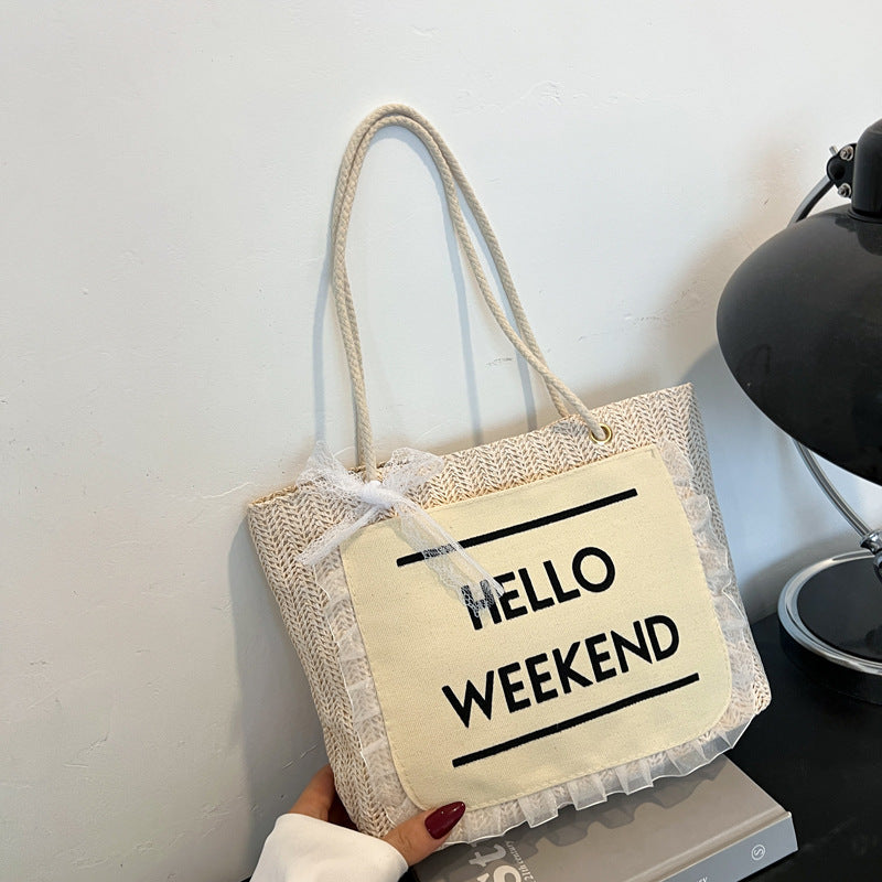 2025Large Capacity Elegant Korean Style Bag for Women Linen Canvas Bag Fashionable Eco-friendly Shopping Bag Single Shoulder Casual Handbag