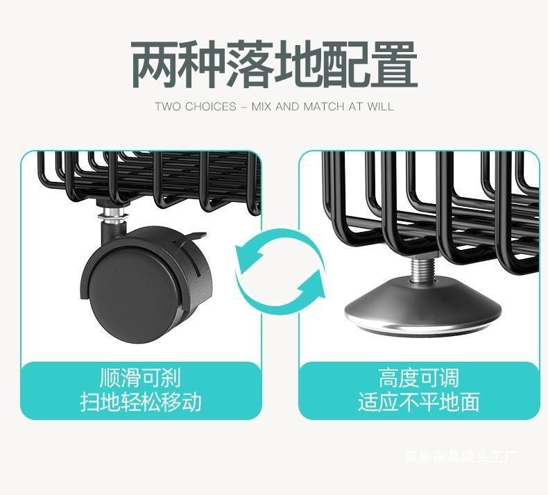 Kitchen Storage Rack Multi-layer Floor-standing Fruit Vegetable Household Mobile Trolley Toy Basket Organizer